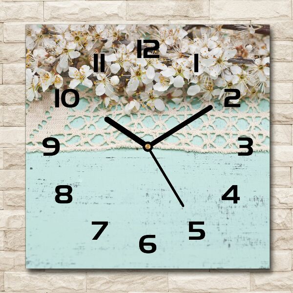 Square kitchen clock Cherry blossoms