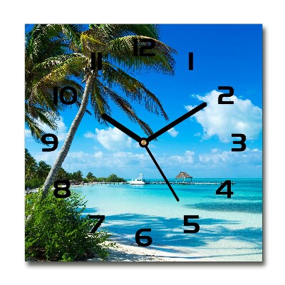 Square kitchen clock Tropical beach