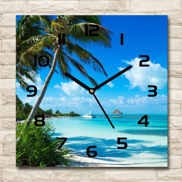 Square kitchen clock Tropical beach