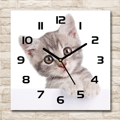 Square wall clock Gray cat