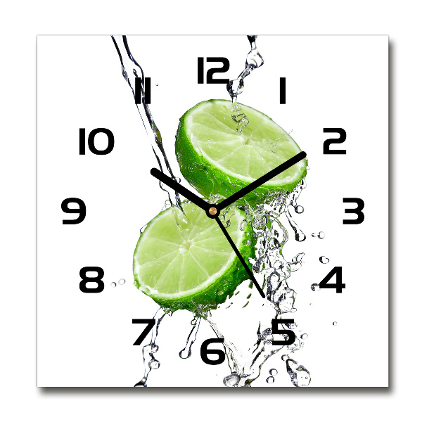 Square kitchen clock Lime and water