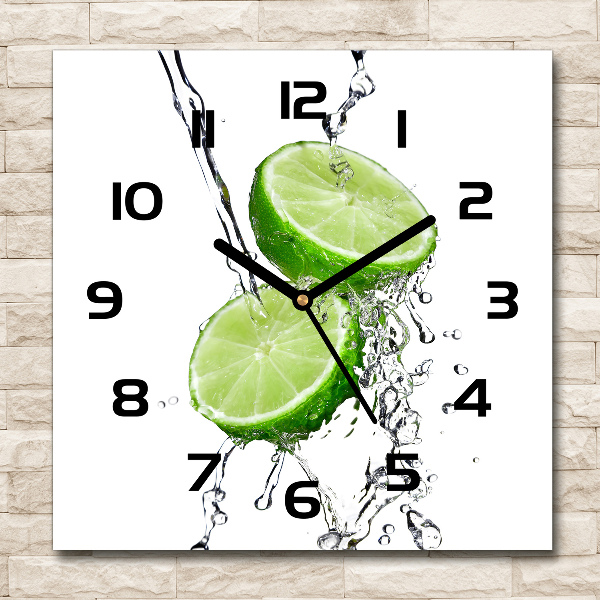 Square kitchen clock Lime and water