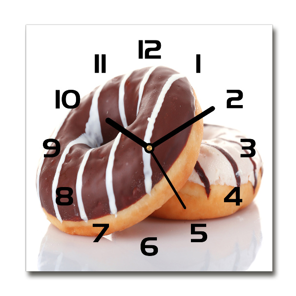 Square kitchen clock Donats with chocolate