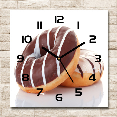 Square kitchen clock Donats with chocolate