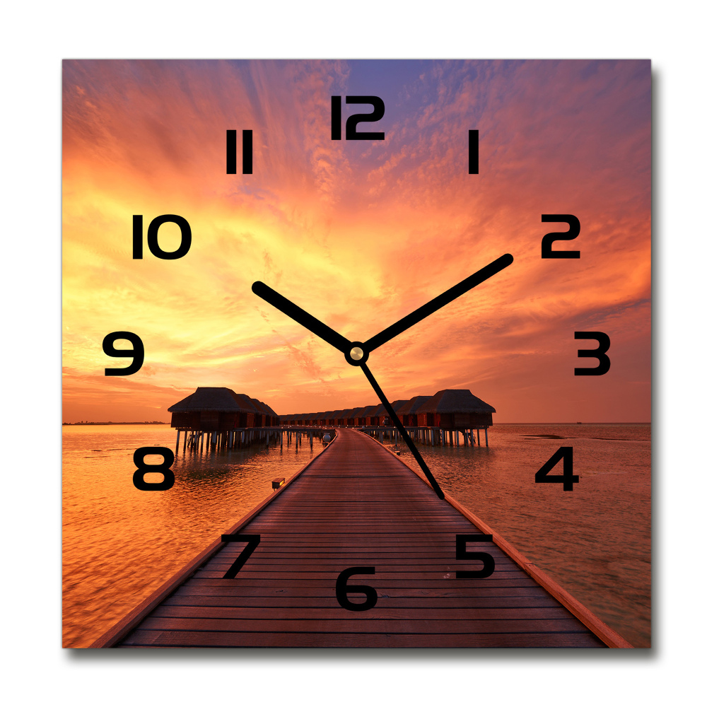 Square wall clock Bungalowy Maldives