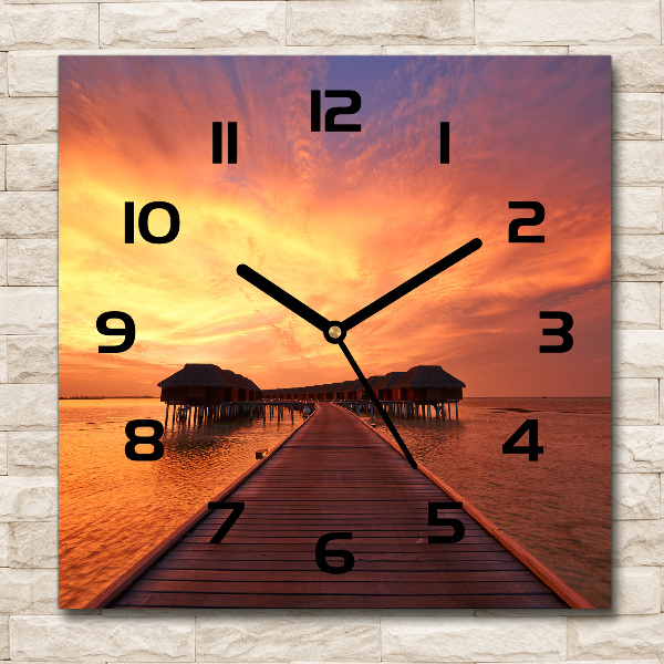 Square wall clock Bungalowy Maldives