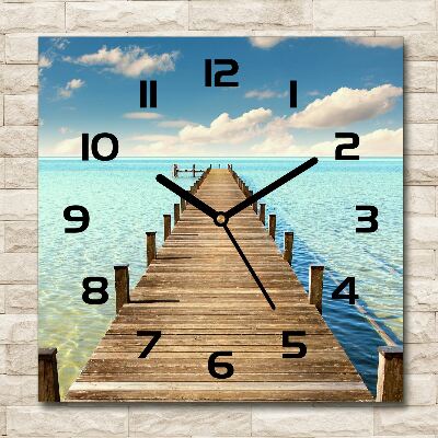 Square wall clock Wooden pier