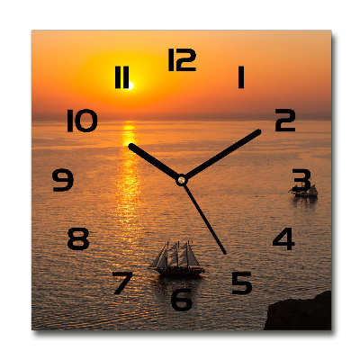 Square wall clock Sunset sea