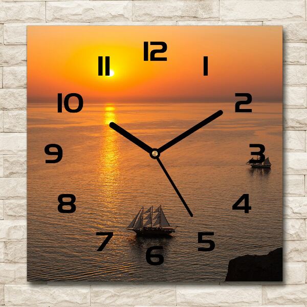 Square wall clock Sunset sea