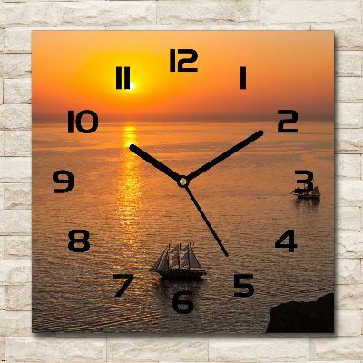 Square wall clock Sunset sea