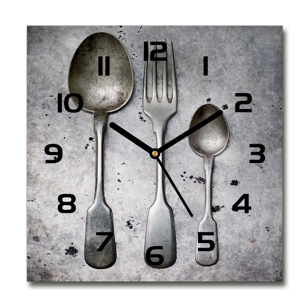 Square wall clock Cutlery