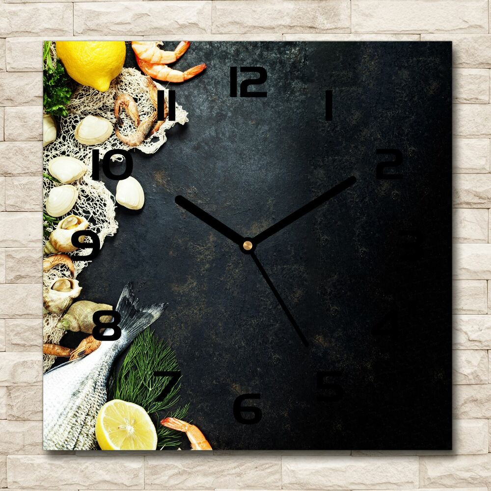 Square wall clock Seafood