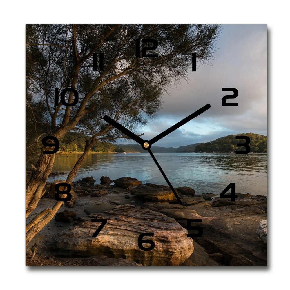 Square wall clock Tree by the river