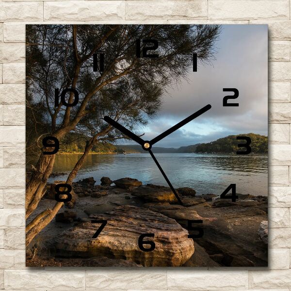 Square wall clock Tree by the river