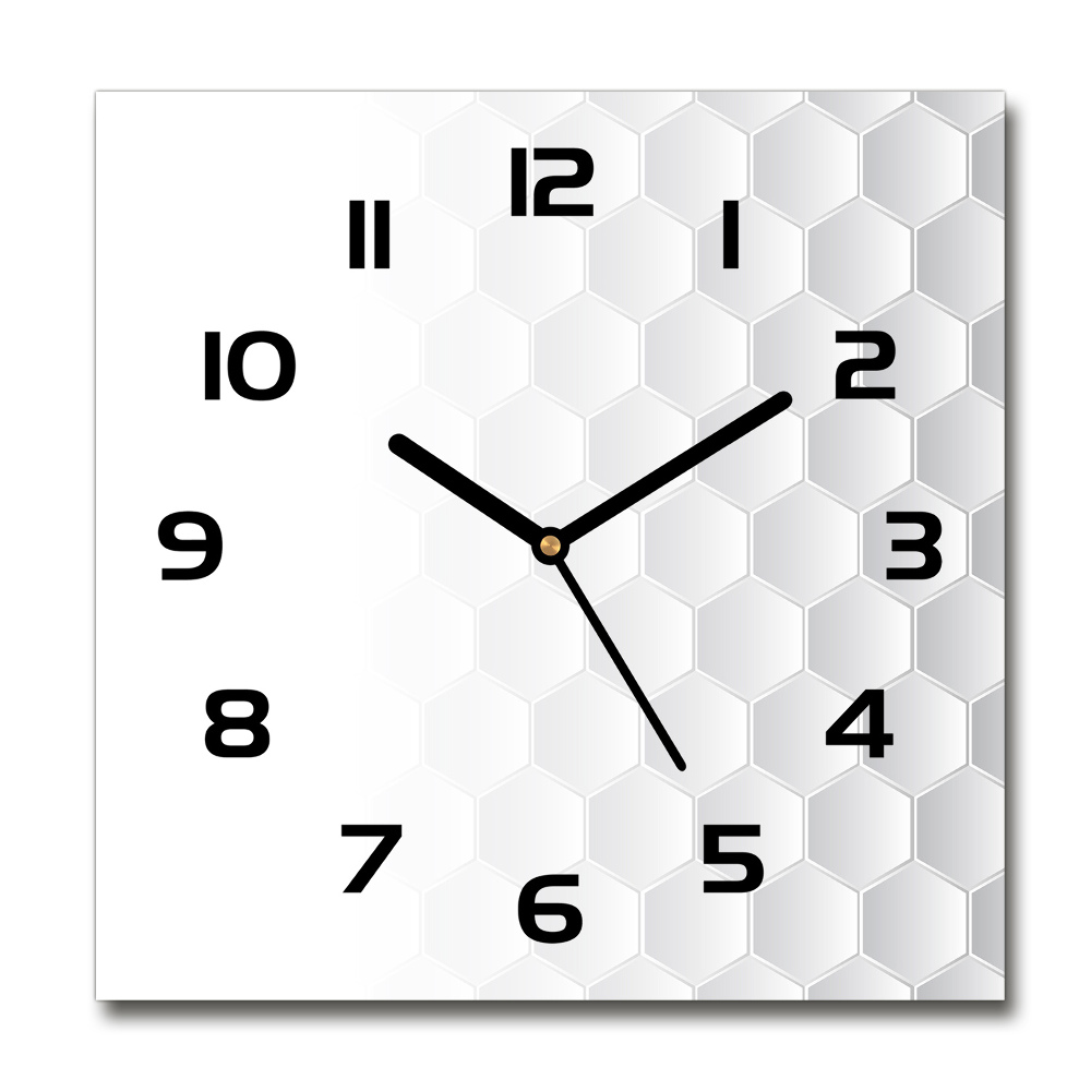 Square glass wall clock Background hexagon