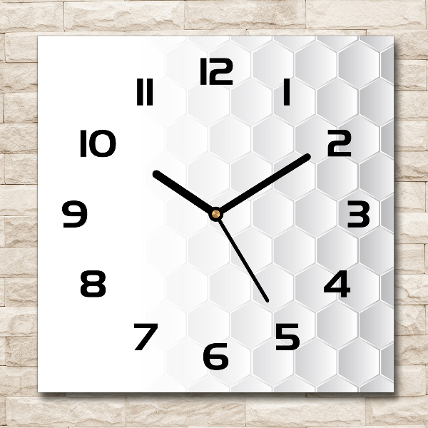 Square glass wall clock Background hexagon