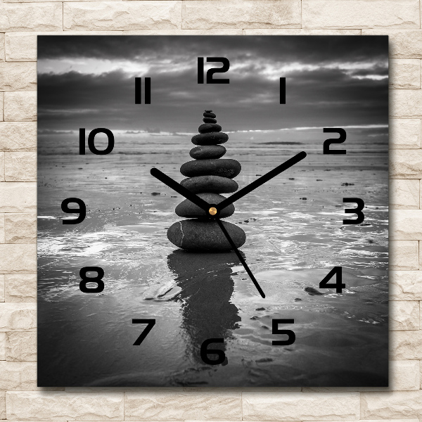 Square wall clock Balance stones