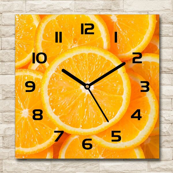 Square wall clock Slices of orange