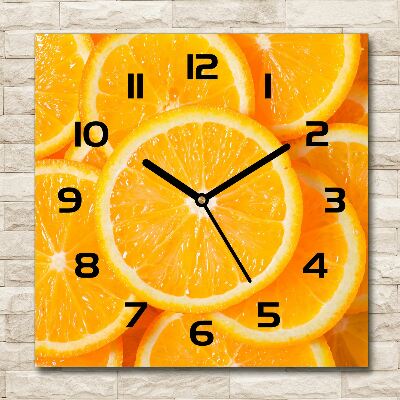 Square wall clock Slices of orange