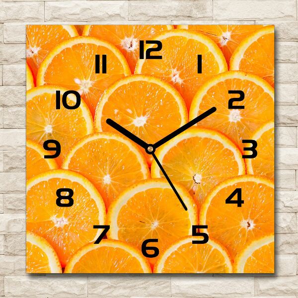 Square wall clock Slices of orange