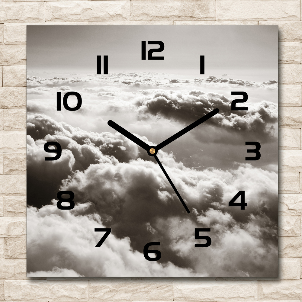 Square wall clock Bird's flight clouds