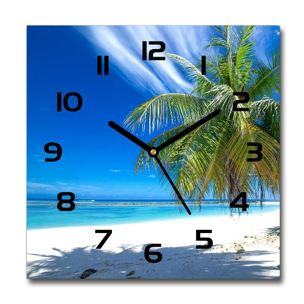 Square wall clock Tropical beach