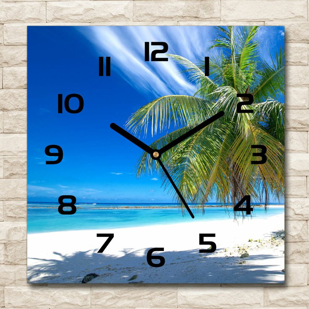 Square wall clock Tropical beach