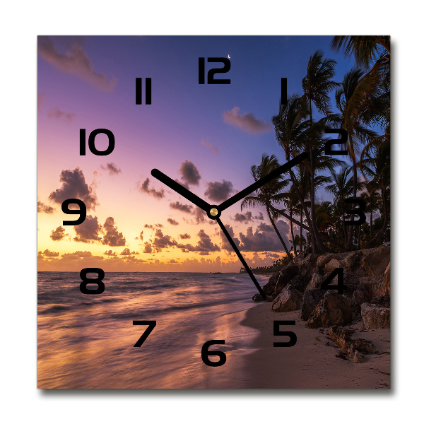 Square glass clock West on the beach