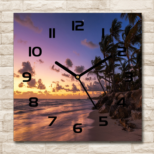 Square glass clock West on the beach