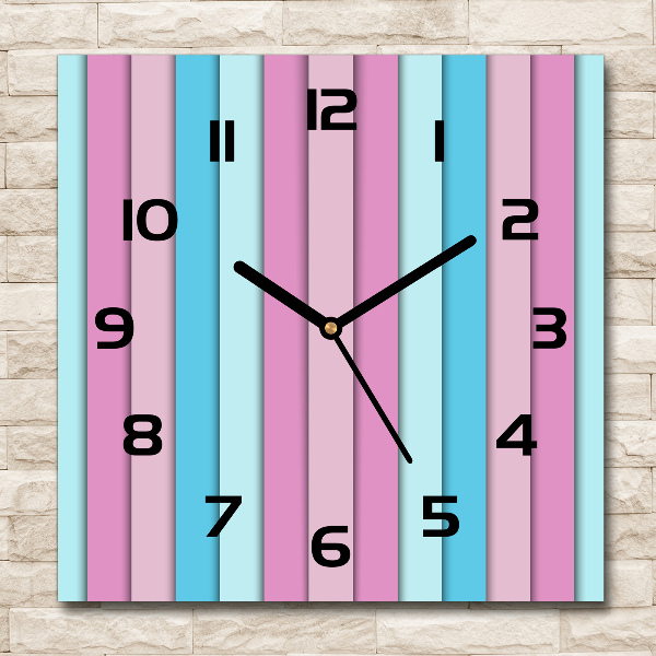 Square kitchen clock Colorful stripes