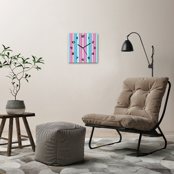 Square kitchen clock Colorful stripes