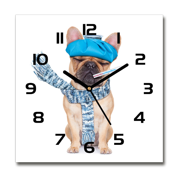 Square wall clock Sick dog