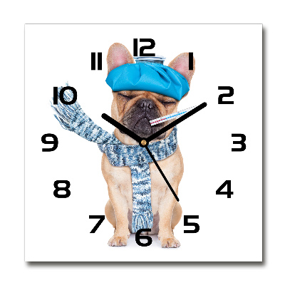 Square wall clock Sick dog