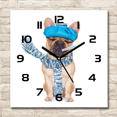 Square wall clock Sick dog