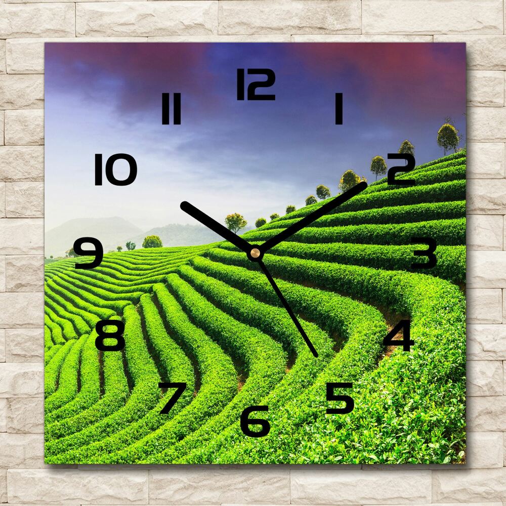 Square kitchen clock Tea plantation