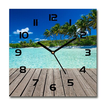 Square wall clock Tropical beach