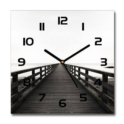 Square wall clock Wooden pier