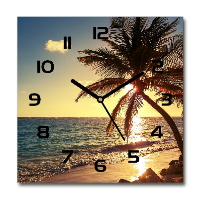 Square wall clock Tropical beach