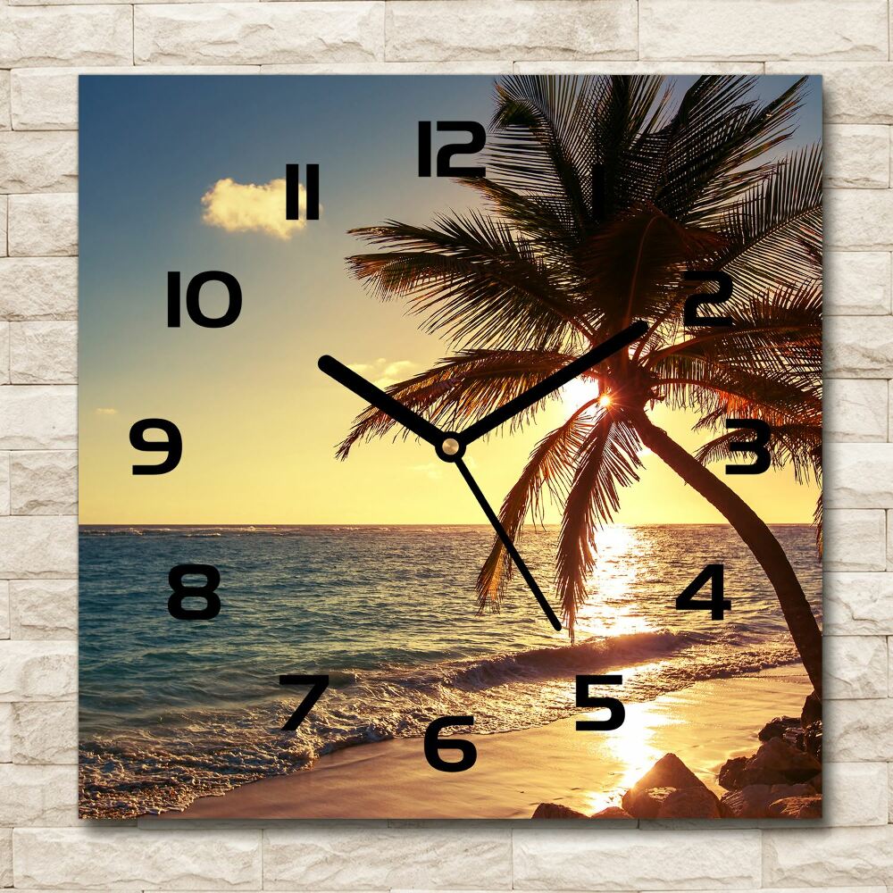 Square wall clock Tropical beach