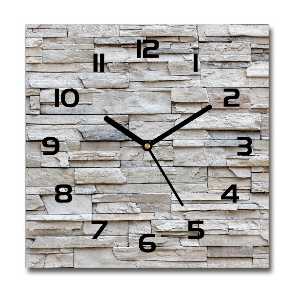 Square glass clock Stone wall