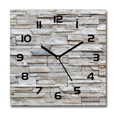 Square glass clock Stone wall