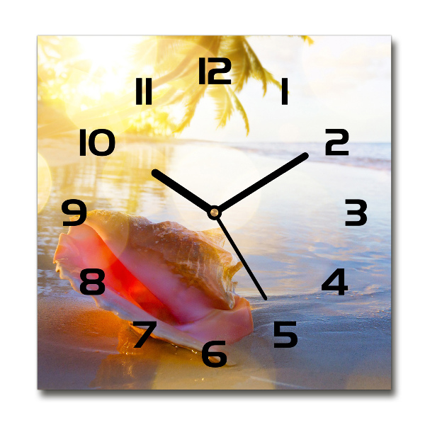 Square wall clock Beach shell