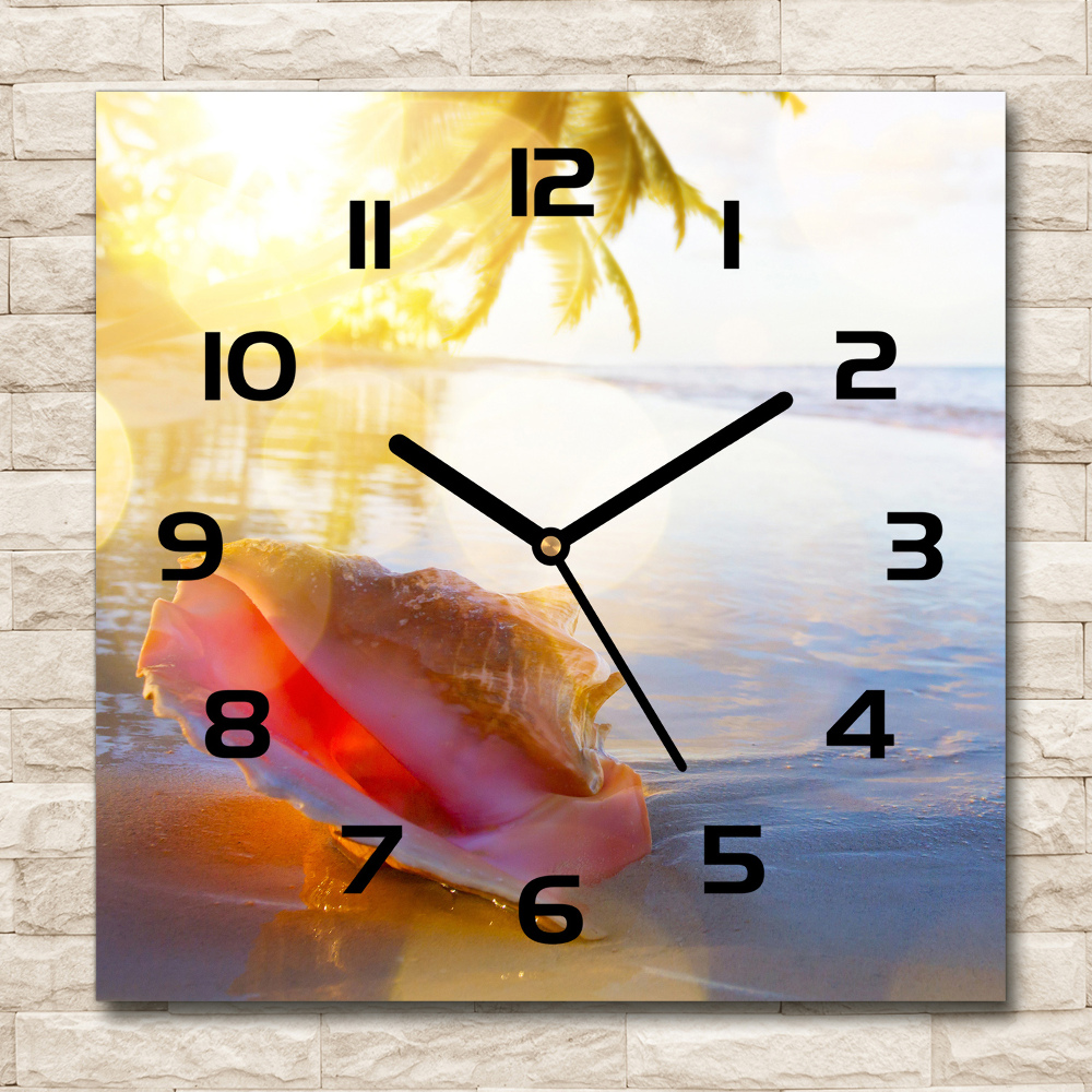 Square wall clock Beach shell