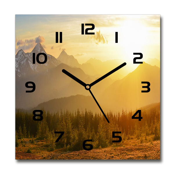 Square wall clock Sunset of the mountain