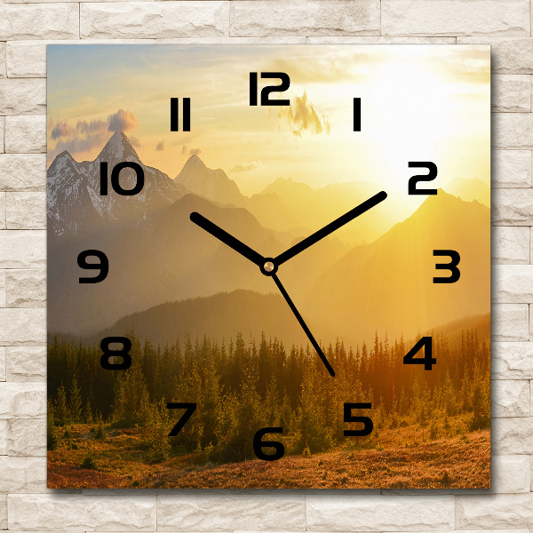 Square wall clock Sunset of the mountain