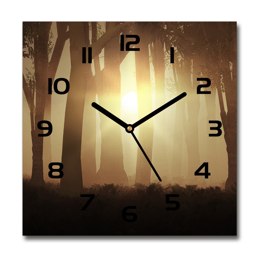 Square wall clock Fog in the forest