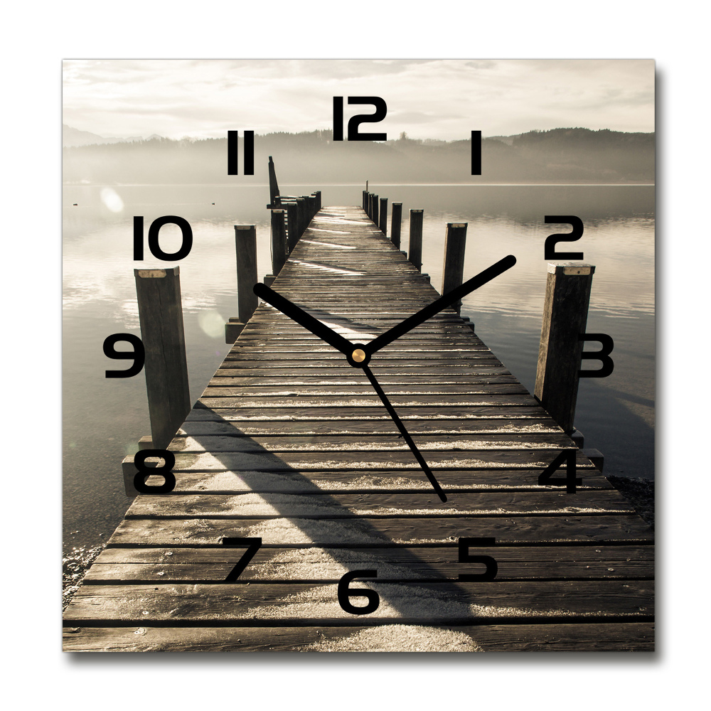 Square kitchen clock Wooden pier