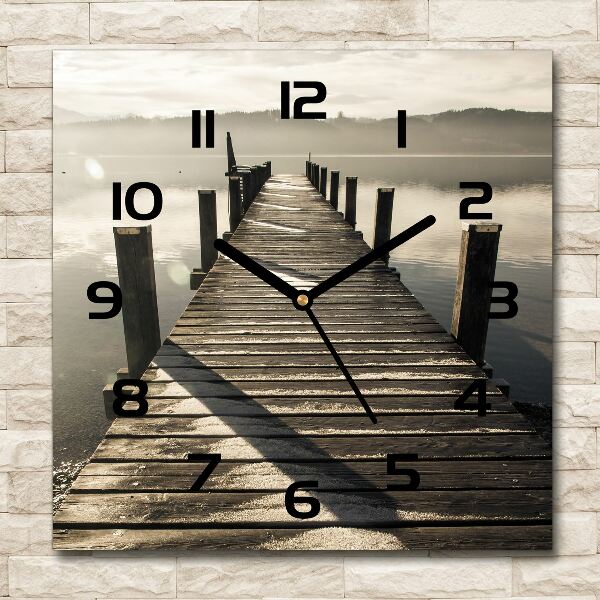 Square kitchen clock Wooden pier