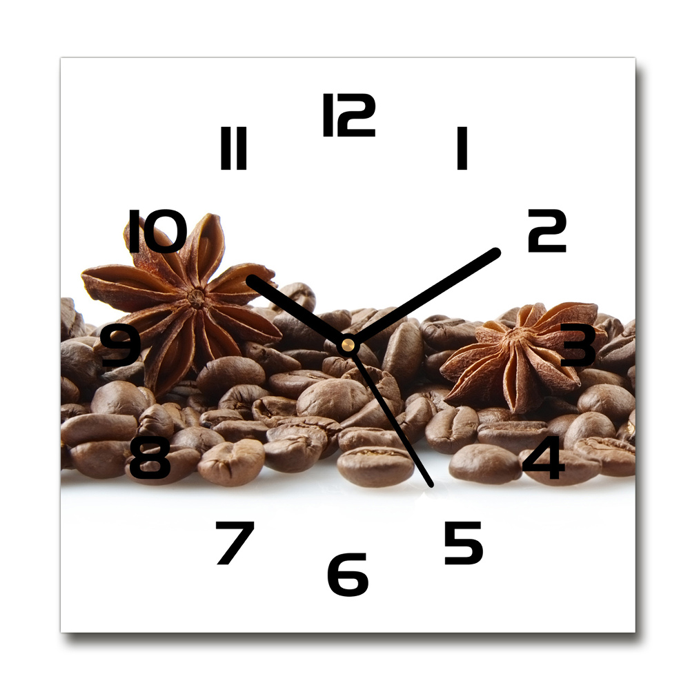 Square wall clock Cinnamon coffee beans