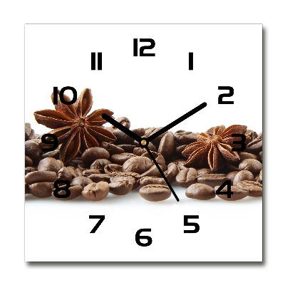 Square wall clock Cinnamon coffee beans